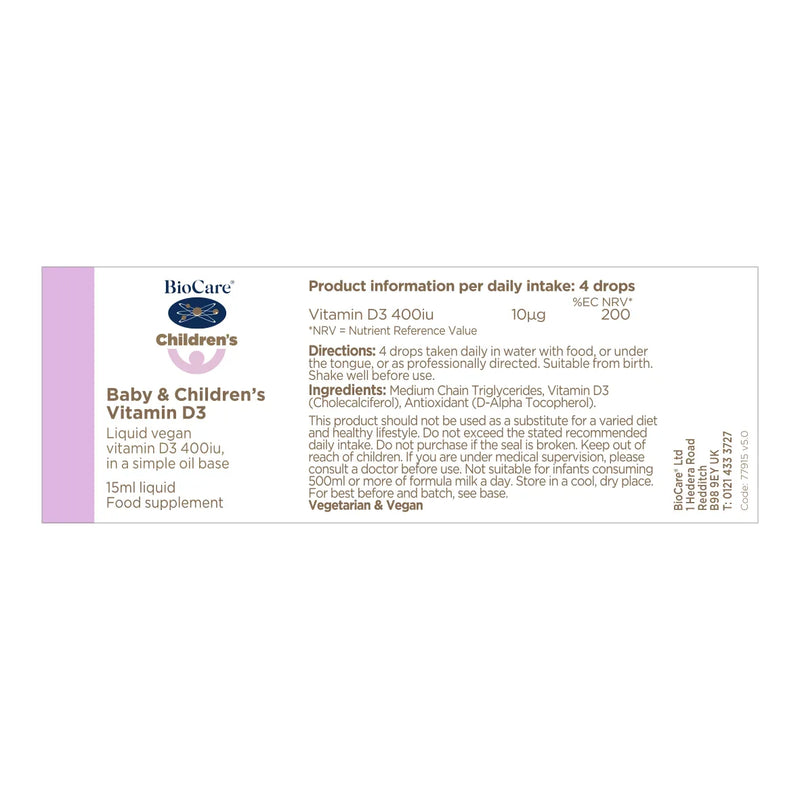 BioCare - Baby & Children Liquid Vitamin D3 - 15mL