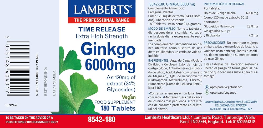 LAMBERTS Ginkgo 6000mg - 30 tablets