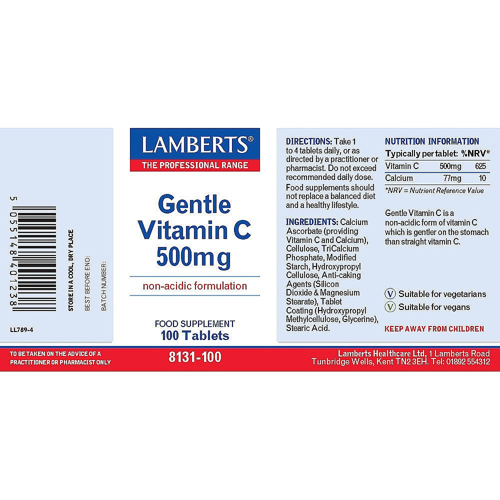 LAMBERTS Gentle Vitamin C 500mg - 100tabs