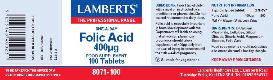 LAMBERTS Folic Acid 400mcg *100tabs