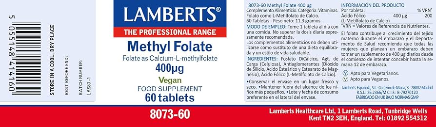 LAMBERTS Folate 400mcg (As Methyl Folate) *60 tab 