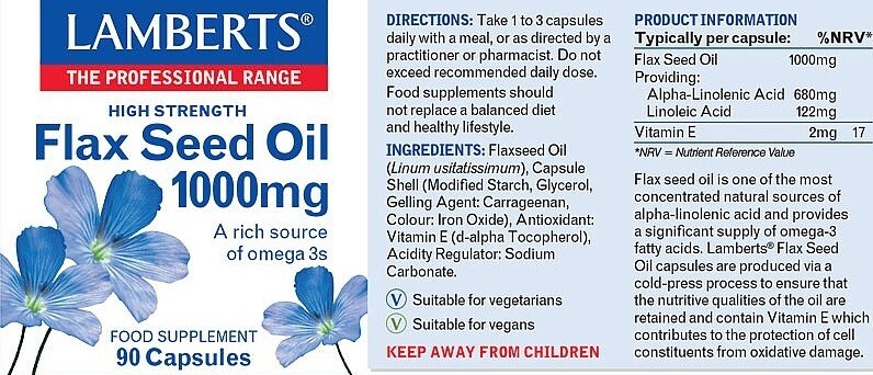 LAMBERTS Flax Seed Oil 1000mg *90 Capsules