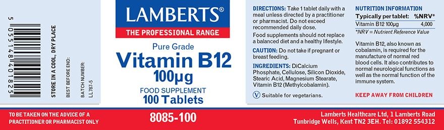 LAMBERTS Vitamin B12 (Methylcobalamin) *30 Tabs