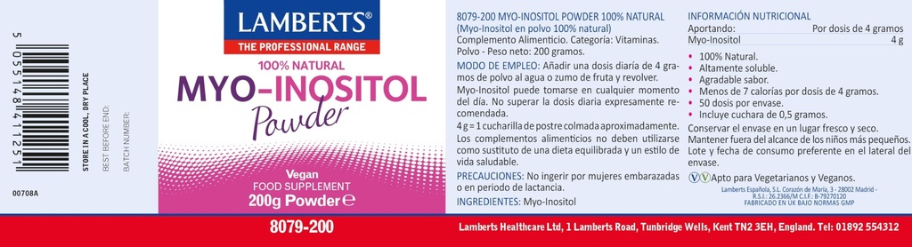 LAMBERTS Myo Inositol POWDER *200g