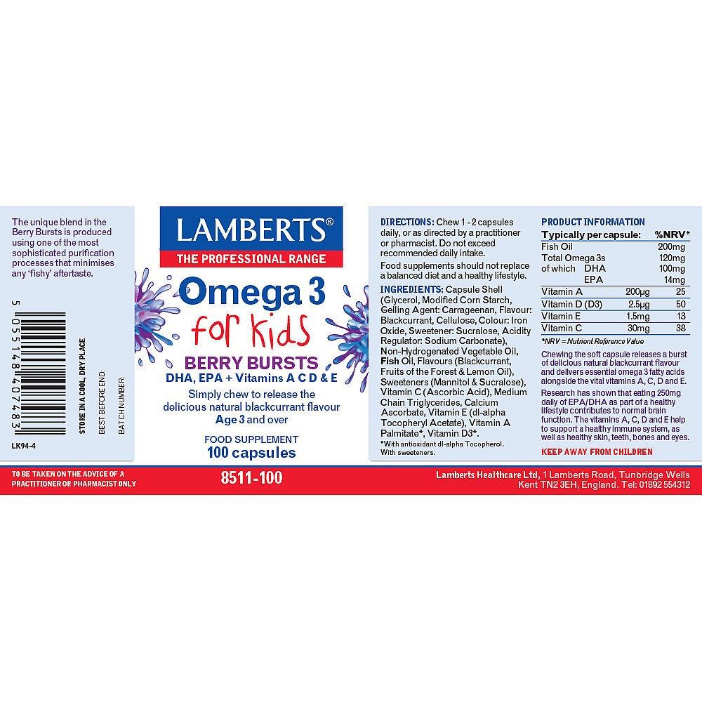 LAMBERTS OMEGA 3 for kids *100 Capsules