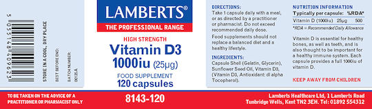 LAMBERTS Vitamin D3 1000iu *120 Caps