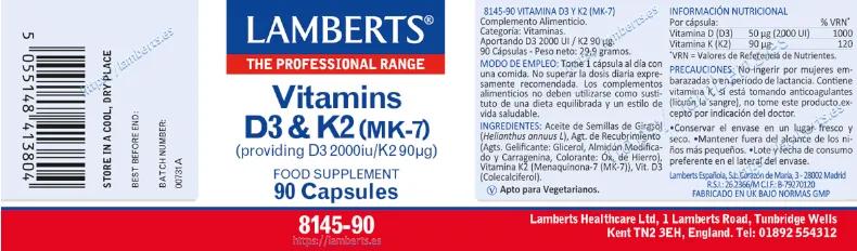 LAMBERTS Vitamin D3 & K2 (MK-7) *90 Capsule