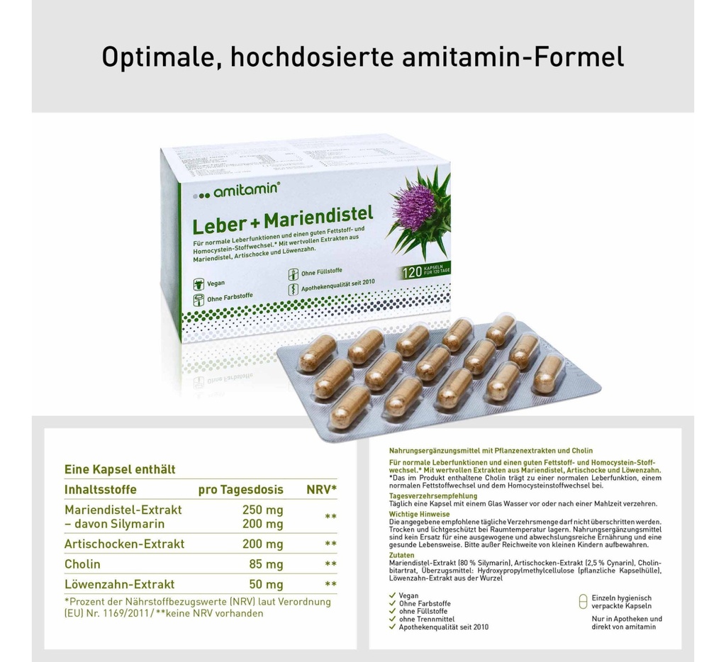 amitamin LIVER + Milk Thistle *120 Capsules