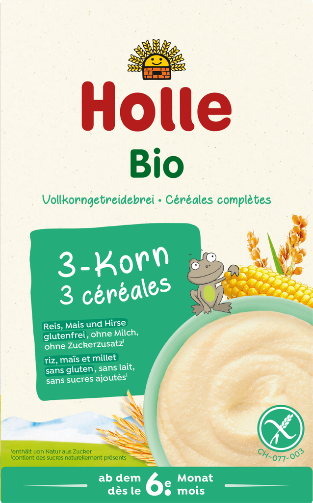 HOLLE - 3 GRAIN CEREAL 6M+ 250gr (3 DRITHRA)
