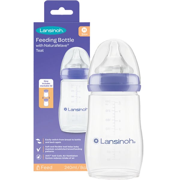 LANSINOH - PLASTIC Feeding Bottle - 240mL (Medium)