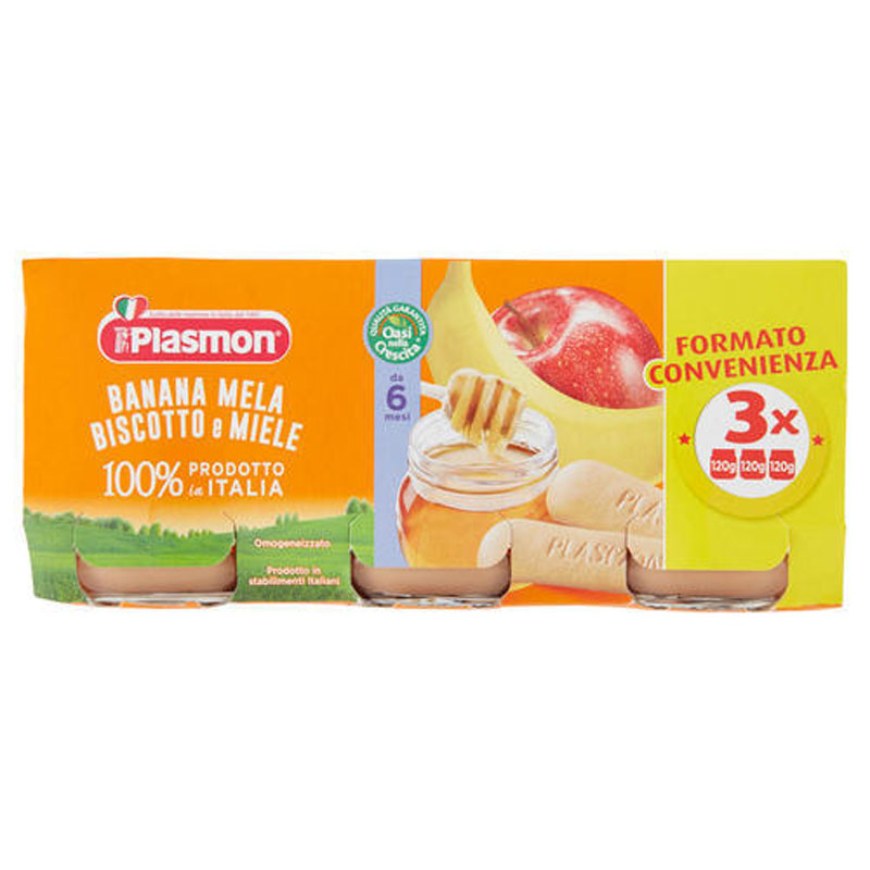 PLASMON (Banana Mela Biscotto & Miele) Kavanoz  x3