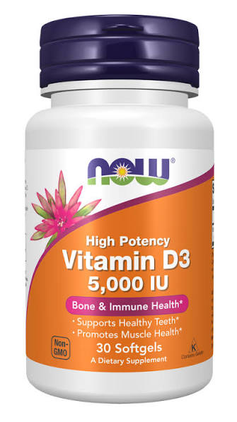NOW VITAMIN D3 ( 5000iu ) *30 softgel
