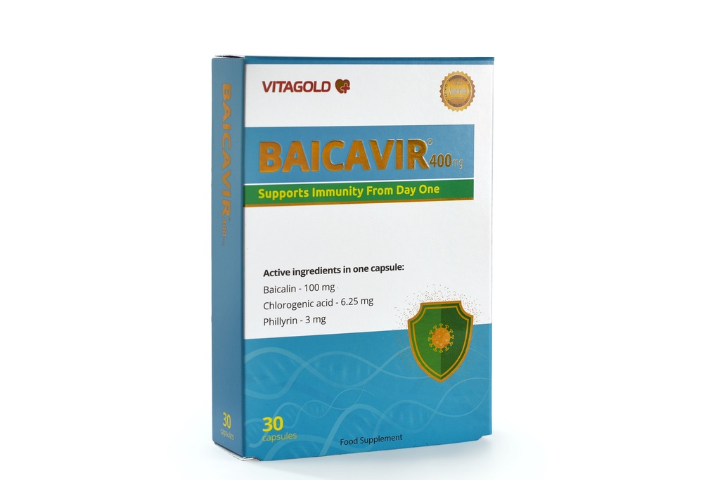BAICAVIR 400mg (Baicalin/ Chlorogenic acid/ Phillyrin) *30 Capsules