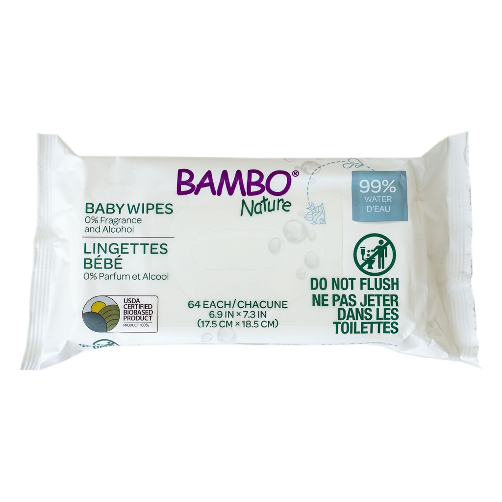 BAMBO WATER WIPES 99% (Letra te Lagura) *60pcs