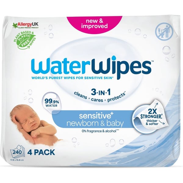 WATER WIPES - 4x60pcs (4 Pack) 99.9% UJE