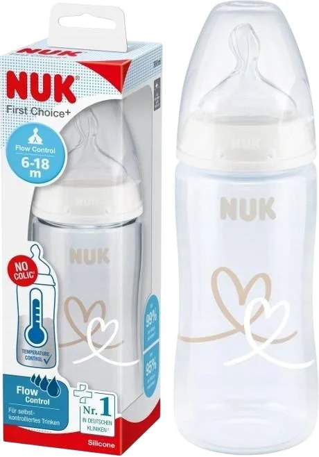 NUK First Choice PLASTIC Bottle (6-18M) - 300mL (Temp Control)