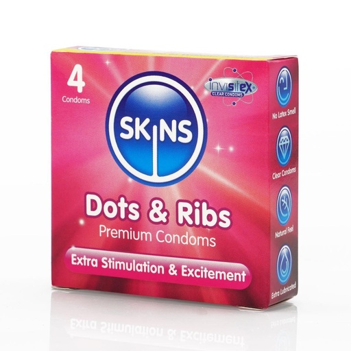 SKINS DOTS & RIBS Condom - 4pcs