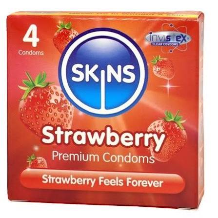 SKINS STRAWBERRY Condom - 4pcs