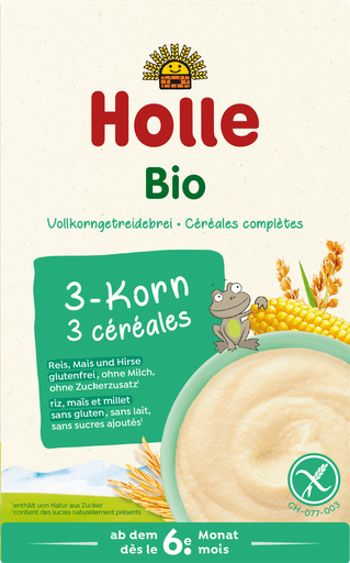 HOLLE - 3 GRAIN CEREAL 6M+ 250gr (3 DRITHRA)