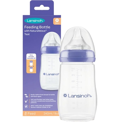 LANSINOH - PLASTIC Feeding Bottle - 240mL (Medium)