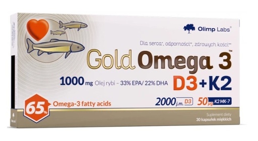 GOLD Omega 3 (Vit D3 + K2) 2000iu - 30 Caps (Olimp Labs)