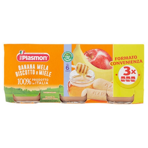 PLASMON - (BANANA/ MELA/ BISCOTTO/ MIELLE) Kavanoz  x3