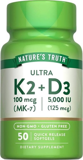 Natures Truth - ULTRA K2+D3 (MK7 100mcg+5000iu) *50 softgel