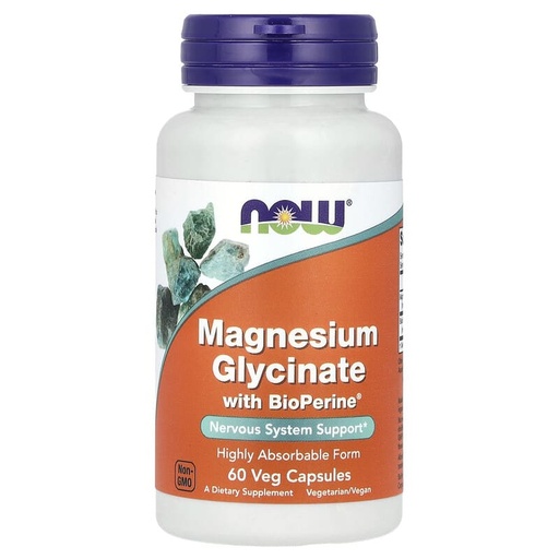 NOW Magnesium Glycinate with Bioperine *60 Capsules
