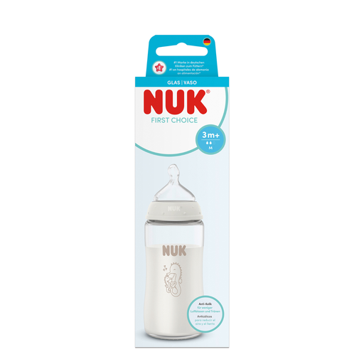 NUK First Choice GLASS BOTTLE (+3M) *240mL (Sea Horse Logo)