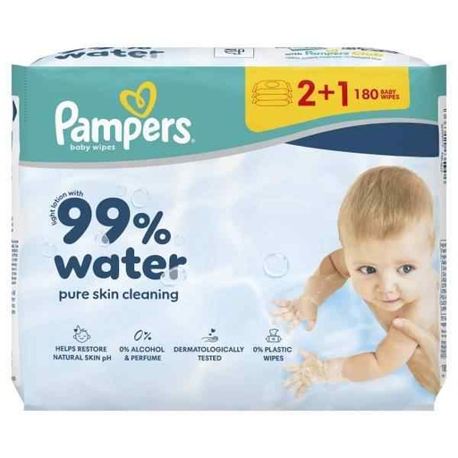 PAMPERS 99% Water Wipes CLUB *3x60 Letra