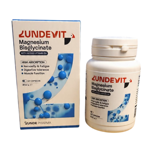 LUNDEVIT Magnesium Bisglycinate 300mg (+B6) *60 Capsules