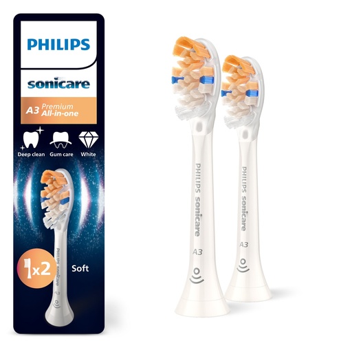 PHILIPS Sonicare A3 Premium White (Koka Furce) x2 (HX9092/87)